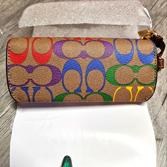 COACH Pride Rainbow Signature Canvas Sunglass Case Pride Collection Coach Bags - Picture 4 of 10